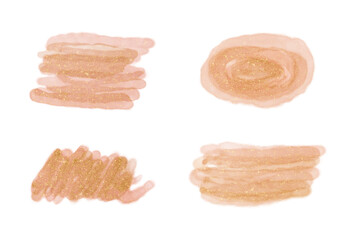 Golden glitter brush stroke splashes