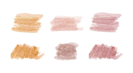 Rose gold glitter brush stroke splashes