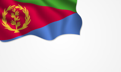 Eritrea flag waving illustration with copy space on isolated background