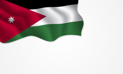 Jordan flag waving illustration with copy space on isolated background