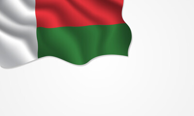 Madagascar flag waving illustration with copy space on isolated background
