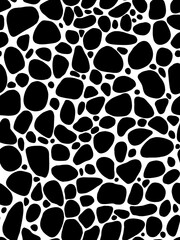 Abstract seamless pattern with black abstract shapes, simple hand drawn raster pattern