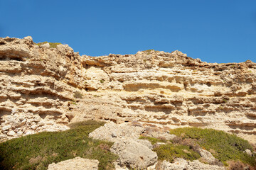 Fototapeta na wymiar Rocky cliff in Greece Rhodes
