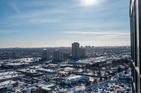 Toronto skyline views from Finch ave east and don mills