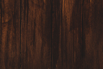 Vintage colored wood background texture with knots and nail holes. Old painted wood wall. Brown abstract background. Vintage wooden dark horizontal boards. Front view with copy space