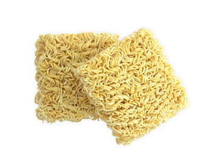 yellow instant noodles isolated on white background