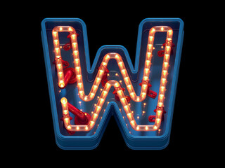 Led dots neon font. Letter W