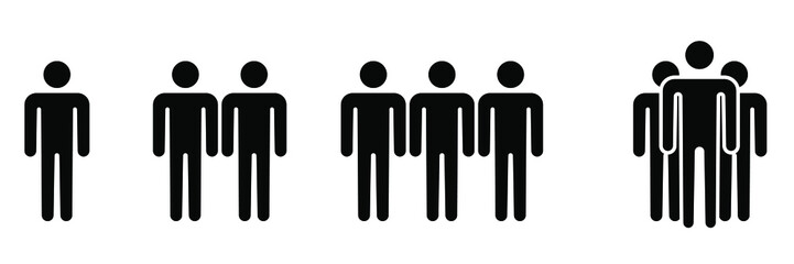 People icon set. People icon set in flat style. Persons symbol for your infographic website design, logo. Crowd signs. Vector illustration. Isolated on white background

