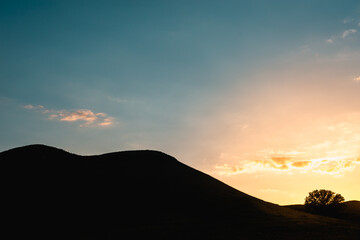 Beautiful sunset in the nature of the north.