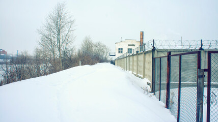 industrial buildings in winter