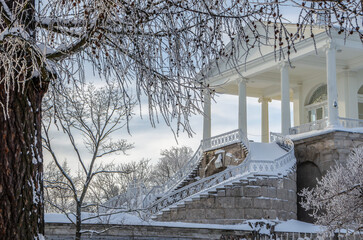 Cameron gallery in winter Catherine park, Pushkin (Tsarskoe Selo), St. Petersburg, Russia