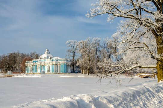 Grotto Pavilion in winter Catherine Park, Pushkin (Tsarskoe Selo), Saint Petersburg, Russia
