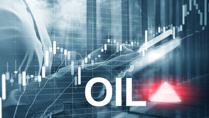 Oil trend up. Crude oil price stock exchange trading up. Price oil up. Arrow rises. Abstract...