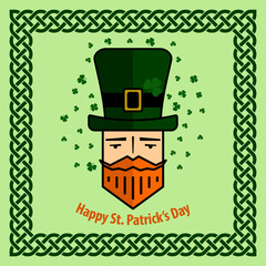 Saint Patrick's Day celebration design template with cartoon Leprechaun