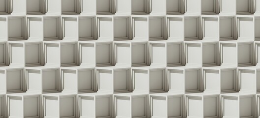 Minimal abstract mockup background for product presentation. Beige geometric step podium. 3d render illustration. 