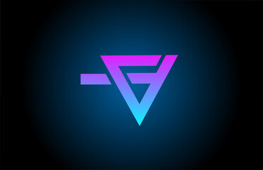 Fototapeta premium V blue alphabet letter logo icon with line design. Creative template for business and company