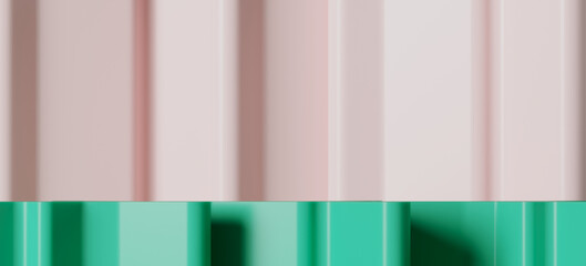 Minimal abstract mockup background for product presentation. Geometric podium on pink background. 3d render illustration. Clipping path of each element included.