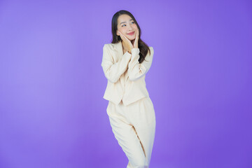 Fototapeta premium Portrait beautiful young asian woman smile with action