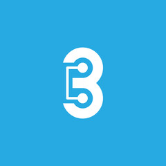 Logo with stylized number 3. The connection simulates an electronic board. Vector logotype concept. Number three.