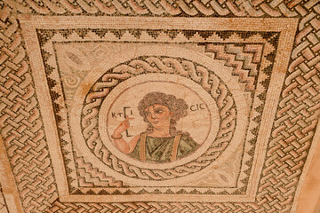 Fototapeta na wymiar beautiful mosaic in archaeological site of Kourion