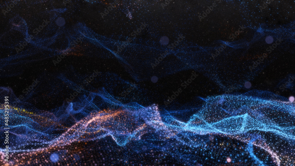 Poster abstract particle waves with depth of field effect