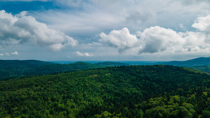 mountains aerial view sky clouds
