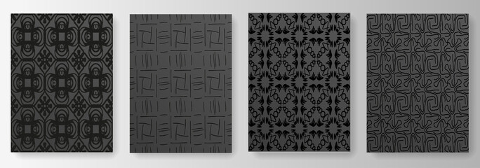 Collection of black seamless patterned backgrounds