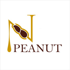 Food Business Monogram Logo with Peanut vector in N letter