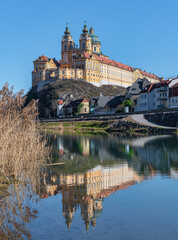 Obraz premium Melk Abbey is an Austrian Benedictine abbey and one of the world's most famous monastic sites, Austria, Fanube Valley