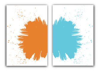 Fototapeta na wymiar Collection of covers with orange and blue brush strokes for books, magazines