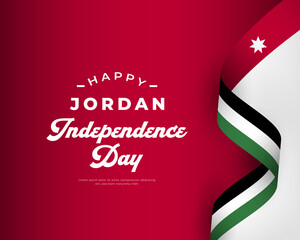 Fototapeta na wymiar Happy Jordan Independence Day May 25th Celebration Vector Design Illustration. Template for Poster, Banner, Advertising, Greeting Card or Print Design Element