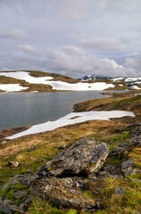 Fototapeta na wymiar Mountain landscape on the Norwegian mountain plateau Vikafjell