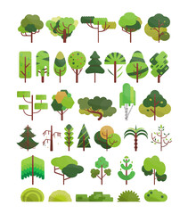 Collection of trees from simple geometric shapes. - obrazy, fototapety, plakaty