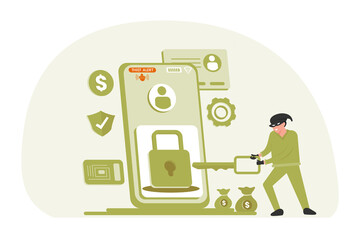 Illustration of a thief about to break into cell phone security