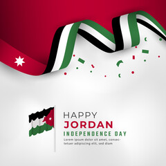 Happy Jordan Independence Day May 25th Celebration Vector Design Illustration. Template for Poster, Banner, Advertising, Greeting Card or Print Design Element