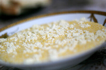 Ukrainian banosh with brynza