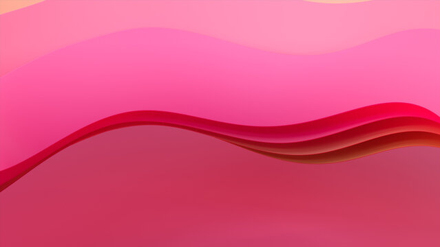 Abstract wallpaper made of Pink and Peach 3D Undulating lines. Multicolored 3D Render with copy-space.  