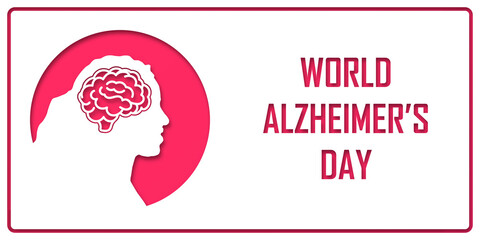 Concept Alzheimer disease September 21. Alzheimer s world day. Elderly people silhouette in paper cut style with shadow. Space for your text banner. Vector illustration