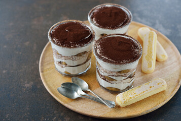 Tiramisu dessert in a glass