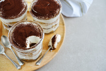 Tiramisu dessert in a glass