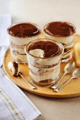 Tiramisu dessert in a glass