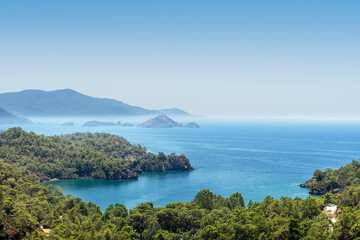 Amazing view of Katranci Bay (Cove) in Fethiye. Fethiye is a city and district of Mugla Province in the Aegean region of Turkey.