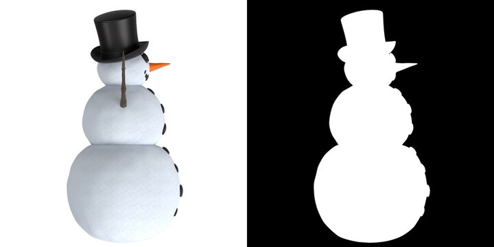 3D rendering illustration of a snowman