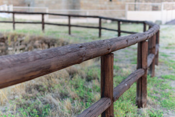 Fototapeta na wymiar Beautiful wooden railing in Santa Maria de Melque, Toledo