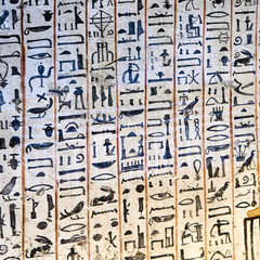 Ancient Egyptian Hieroglyphs from the tomb of Inkherkhau (TT359) with text from the Book of the Dead, Luxor, West Thebes, Egypt