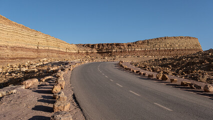 View of an old, restored Quarry in the heart of the Ramon Crater, located near Mitzpe Ramon, South of Beer Sheba in the Negev Desert, Israel
