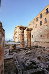 Obraz premium Greek columns from the Temple of Poseidon in Taranto, vertical