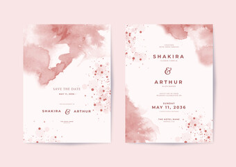 Beautiful wedding invitation template with elegant watercolor background