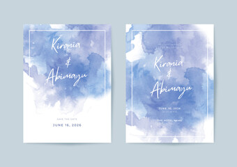 Beautiful purple watercolor texture wedding invitation template