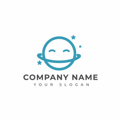 Smile planet logo vector design template